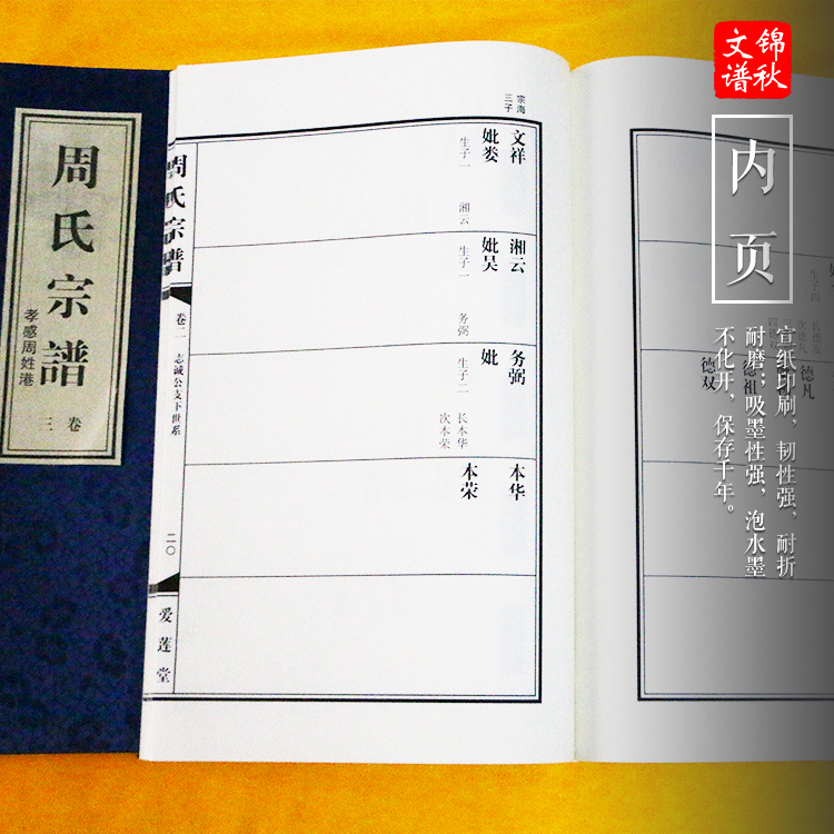 周氏宗譜宣紙內頁